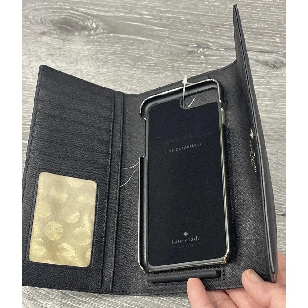 Kate Spade Leather Wallet Black With Phone‎ Holder NWOT